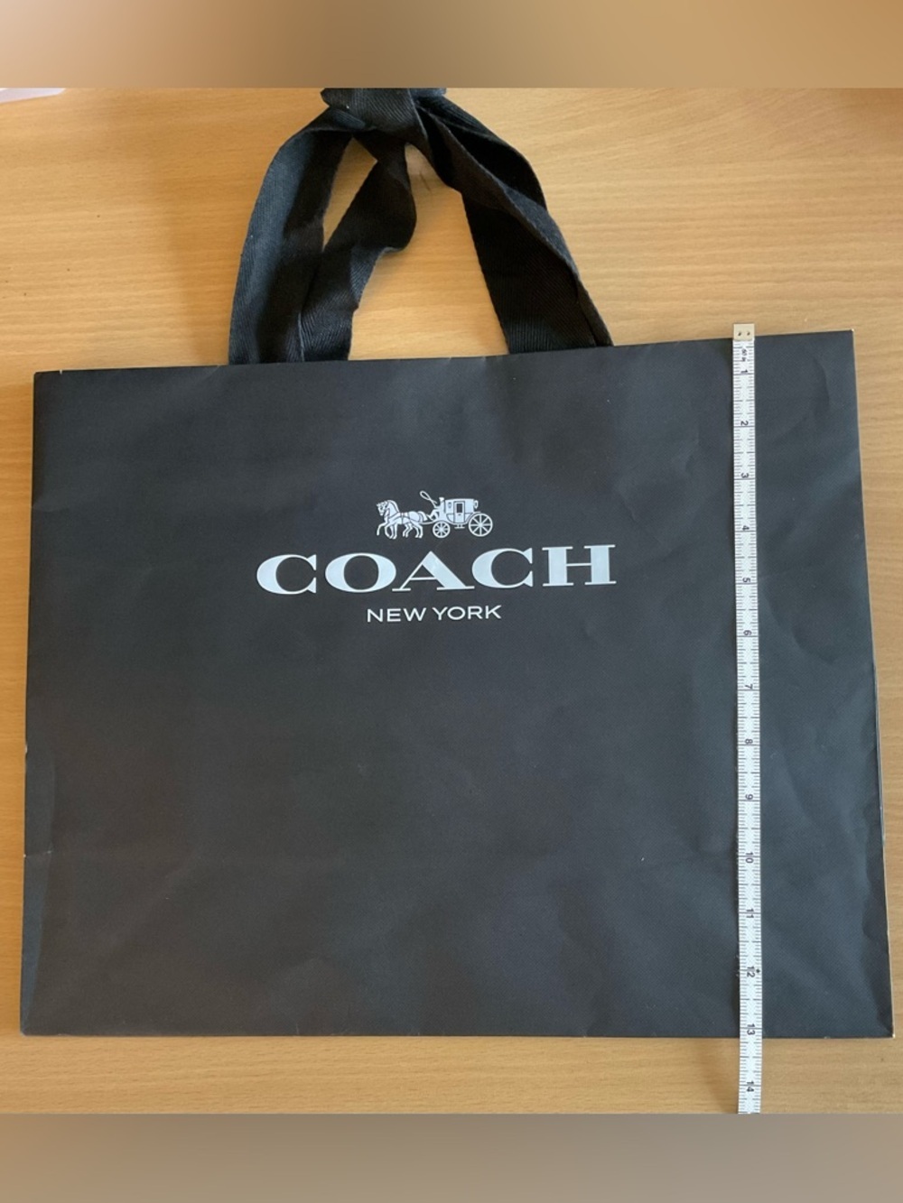 Coach Black Paper Shopping Tote with Logo - Picture 7 of 10
